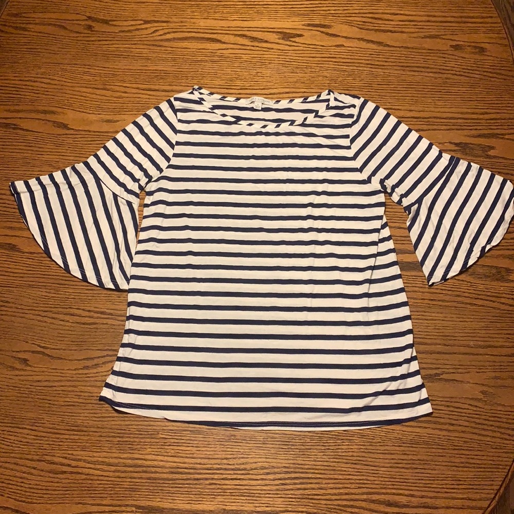 Blue and White bell sleeved top!